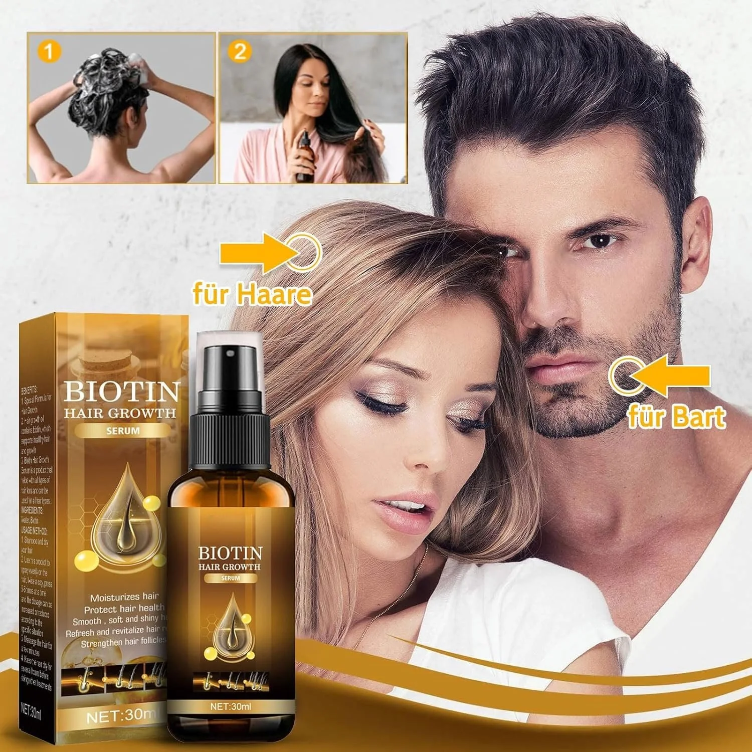 Сироватка Shefave Біотин для волосся, 2 шт Спрей для волосся, Сироватка для прискорення росту волосся, фото №7