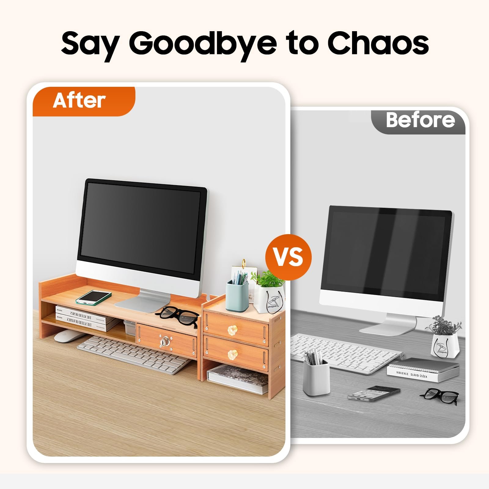 Подставка для монитора с функцией хранения Large Computer с ящиком 65.5 x 20 x 13.5 см, фото №7