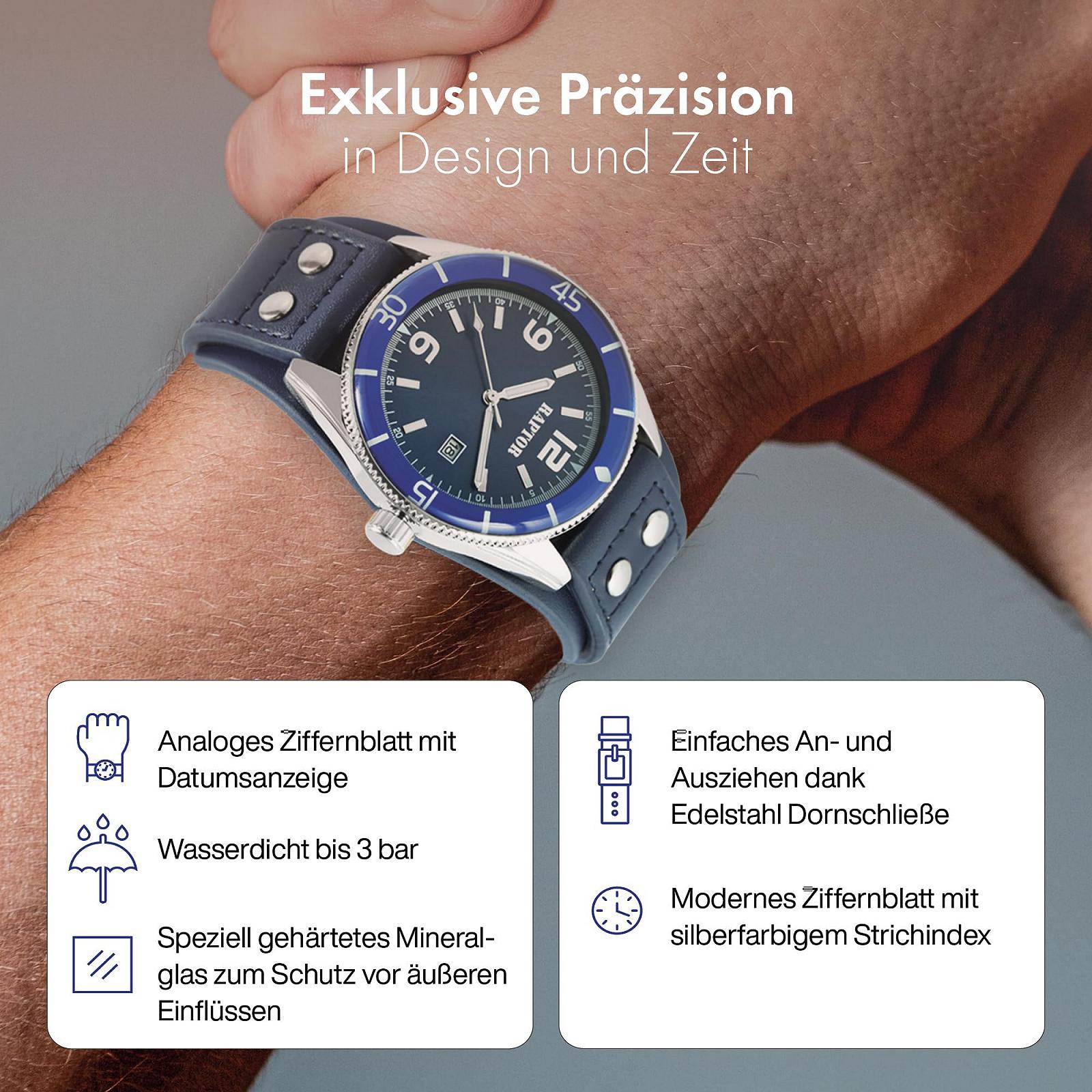 Годинник Raptor Gabin RA20367 Чоловічий Дата Ремінець Шкіряний Аналоговий Кварцовий, фото №3 Годинник Raptor Gabin RA20367 Чоловічий Дата Ремінець Шкіряний Аналоговий Кварцовий, фото №3