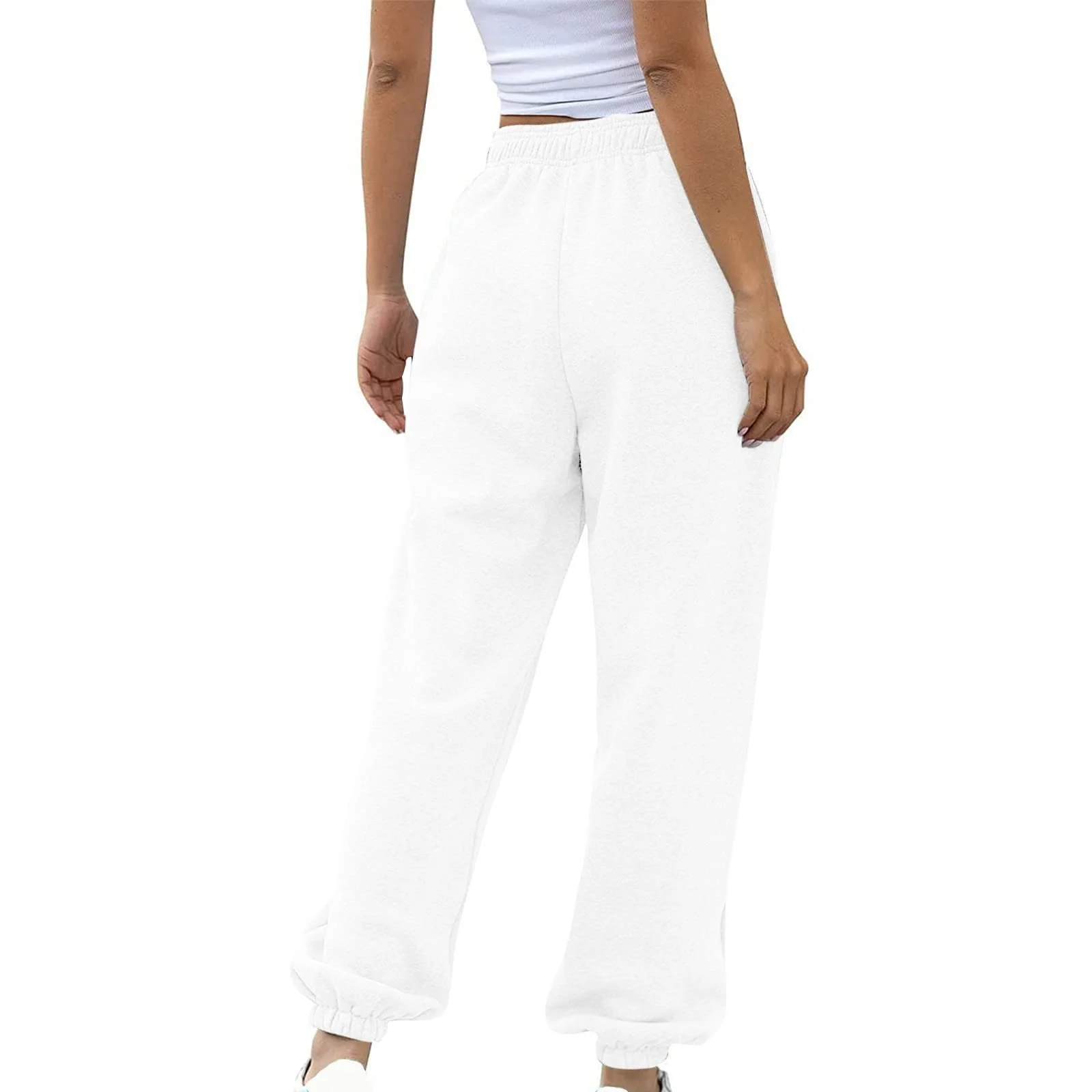 Штаны Generisch Женские легкие однотонные с высокой талией и широкими штанинами, фото №4 Штаны Generisch Женские легкие однотонные с высокой талией и широкими штанинами, фото №4