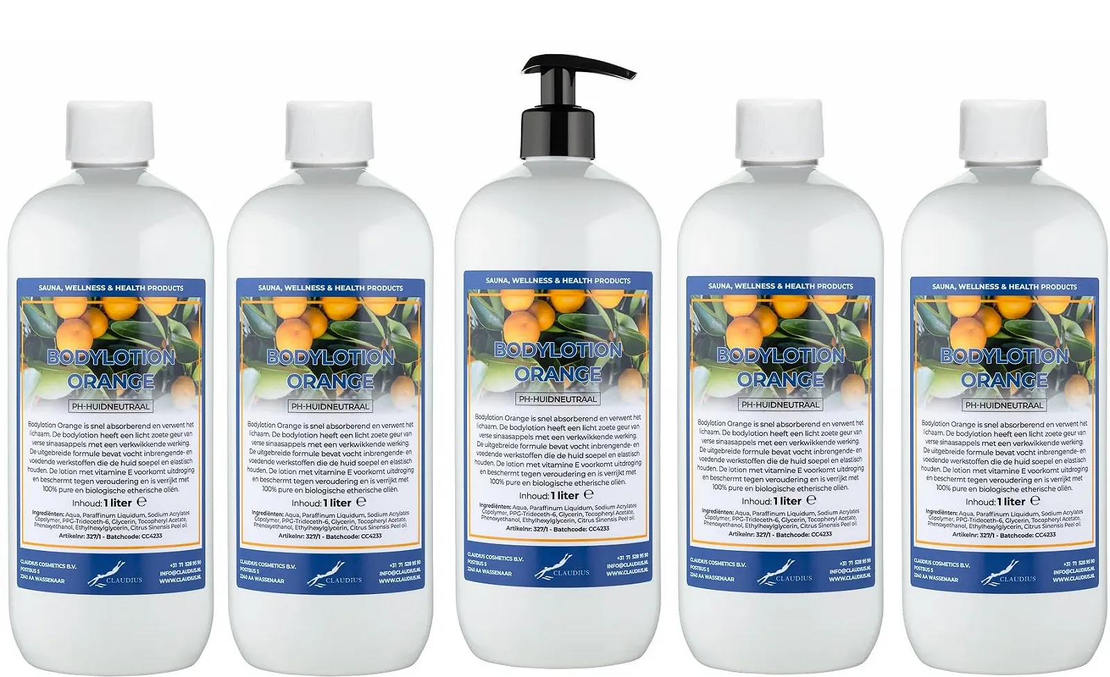 Лосьйон для тіла Claudius Orange 5 x 1 Літр з 1 помпою (Білий), фото №1 Лосьйон для тіла Claudius Orange 5 x 1 Літр з 1 помпою (Білий), фото №1