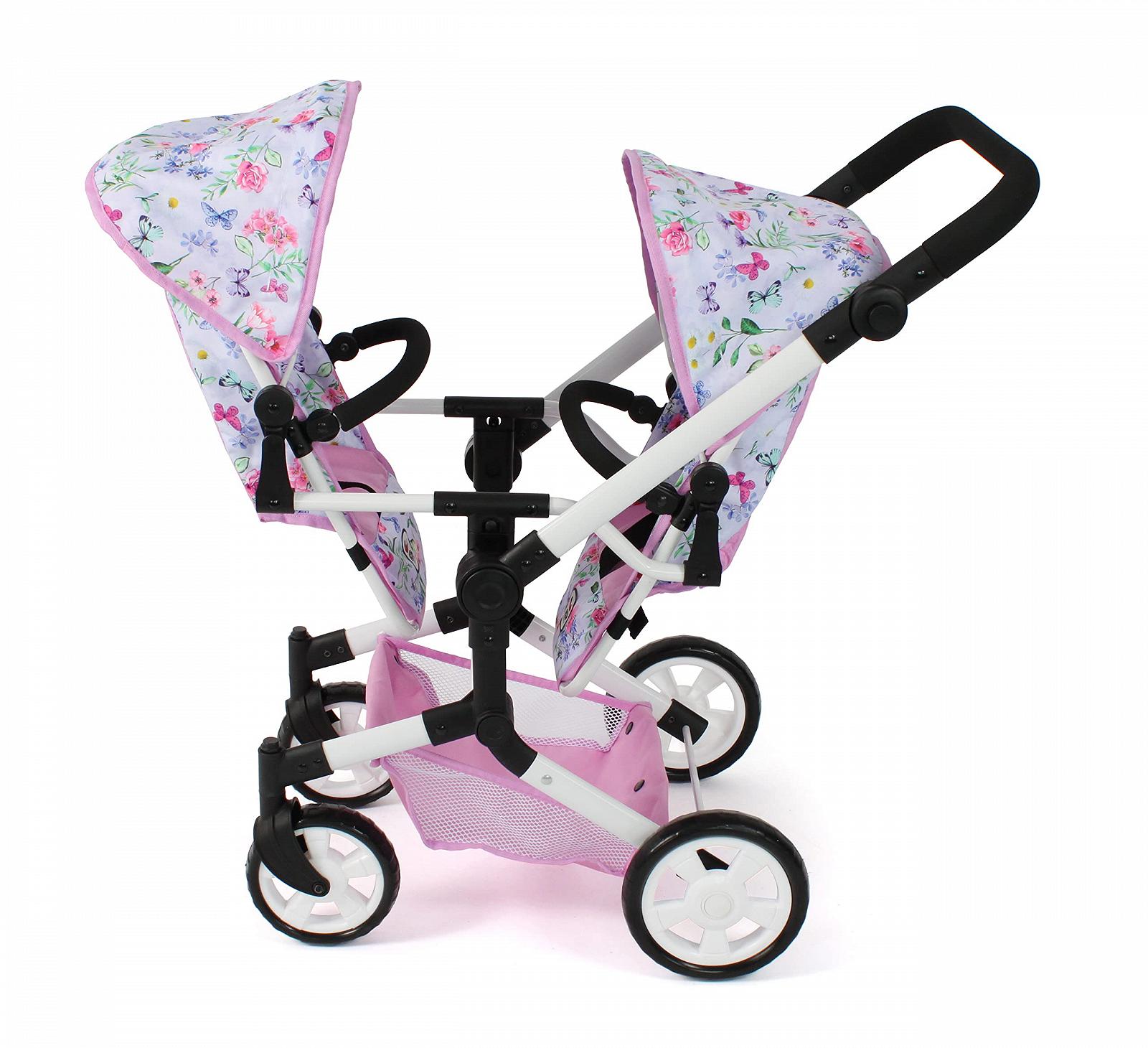 Коляска Bayer Chic 2000 Linus Duo Кукольная для двойняшек для детей от 4 до 8 лет Flowers розовый, фото №2