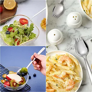 Ложка-вилка 2 в 1 из нержавеющей стали 304, многофункциональная, 7,3 дюйма, с длинной ручкой synthetic.ua - Фото 1