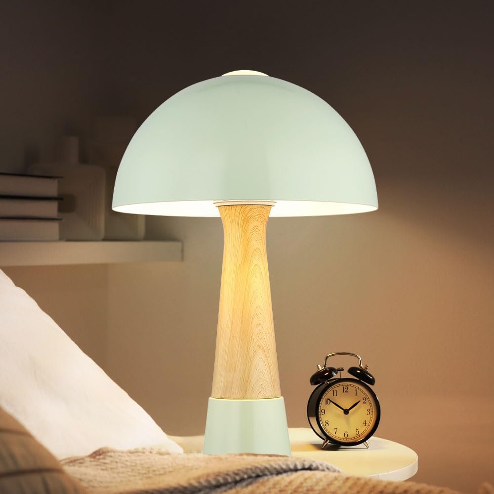 Настільна лампа Nowa LED під дерево ретро гриб метал 7 Вт 806 лм тепле біле світло 25 x 36.5 см зелена, фото №4