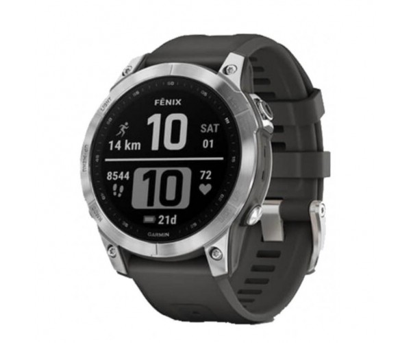 Смарт-годинник Garmin Fenix 7 Silver with Graphite Band (010-02540-00/01), фото №1