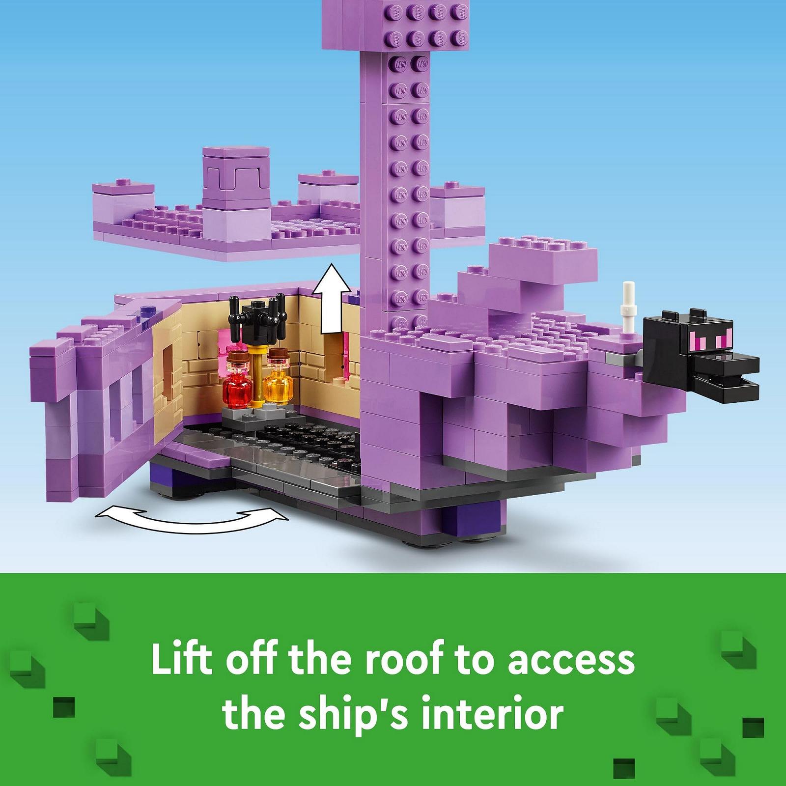 Набір для будівництва LEGO Minecraft 21264 The Ender Dragon and the Final Ship Відеогра Іграшка з 2 мініфігурками Minecraft, фото №4
