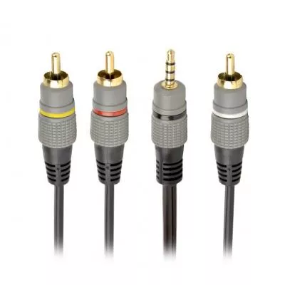 Кабель мультимедийный 3.5 Jack 4pin to 3RCA 1.5m Cablexpert (CCAP-4P3R-1.5M), фото №1
