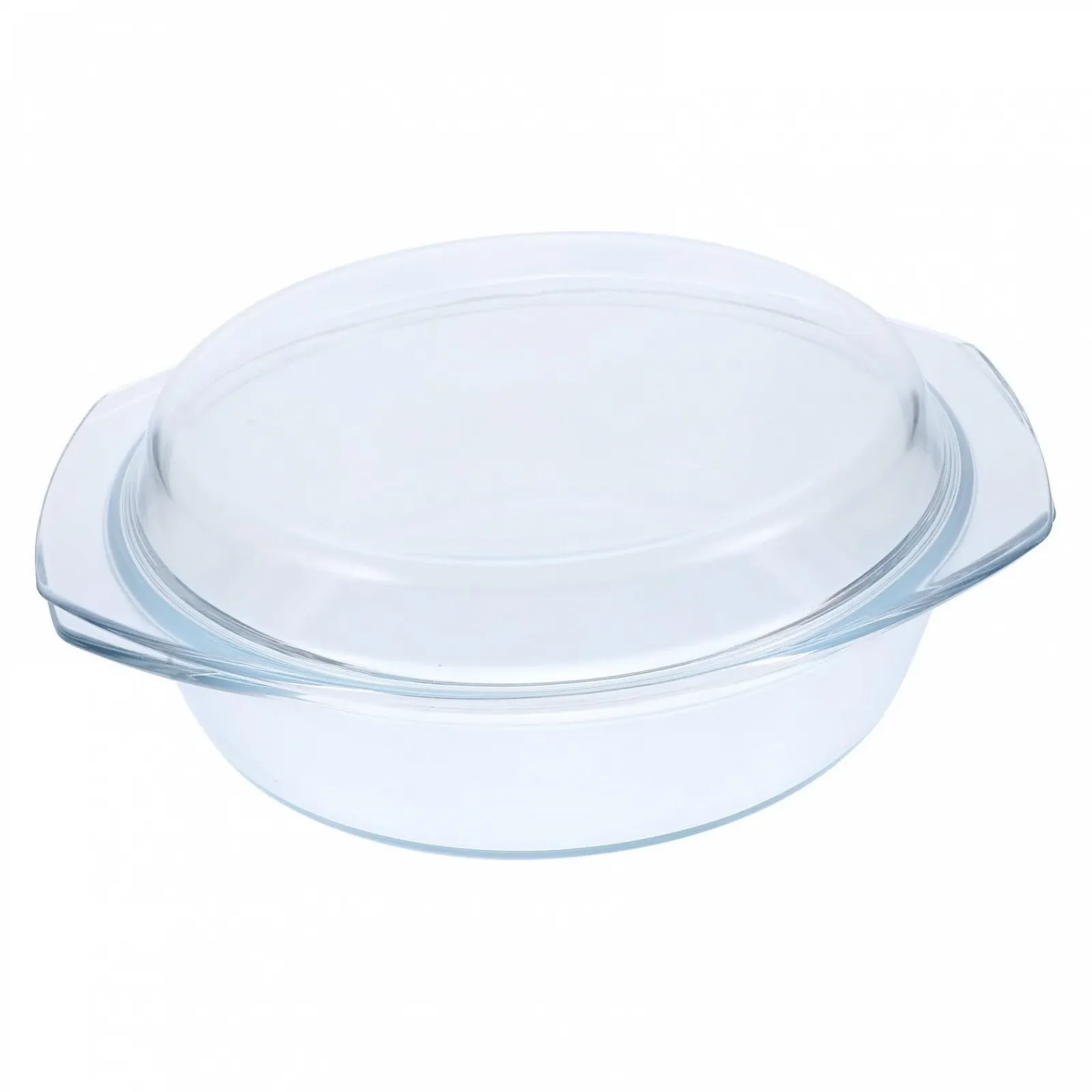 Кастрюля для запекания стеклянная с крышкой и ручками жаростойкая ударопрочная, фото №1