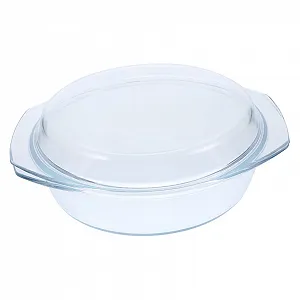 Кастрюля для запекания стеклянная с крышкой и ручками жаростойкая ударопрочная - Фото 1