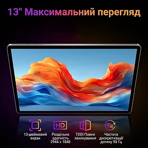 Планшет 13" 2K MAXLEGEN M196 12+24/512Gb 4G 2-SIM 8 ядер Android 15 9580 mAh Черный synthetic.ua - Фото 1