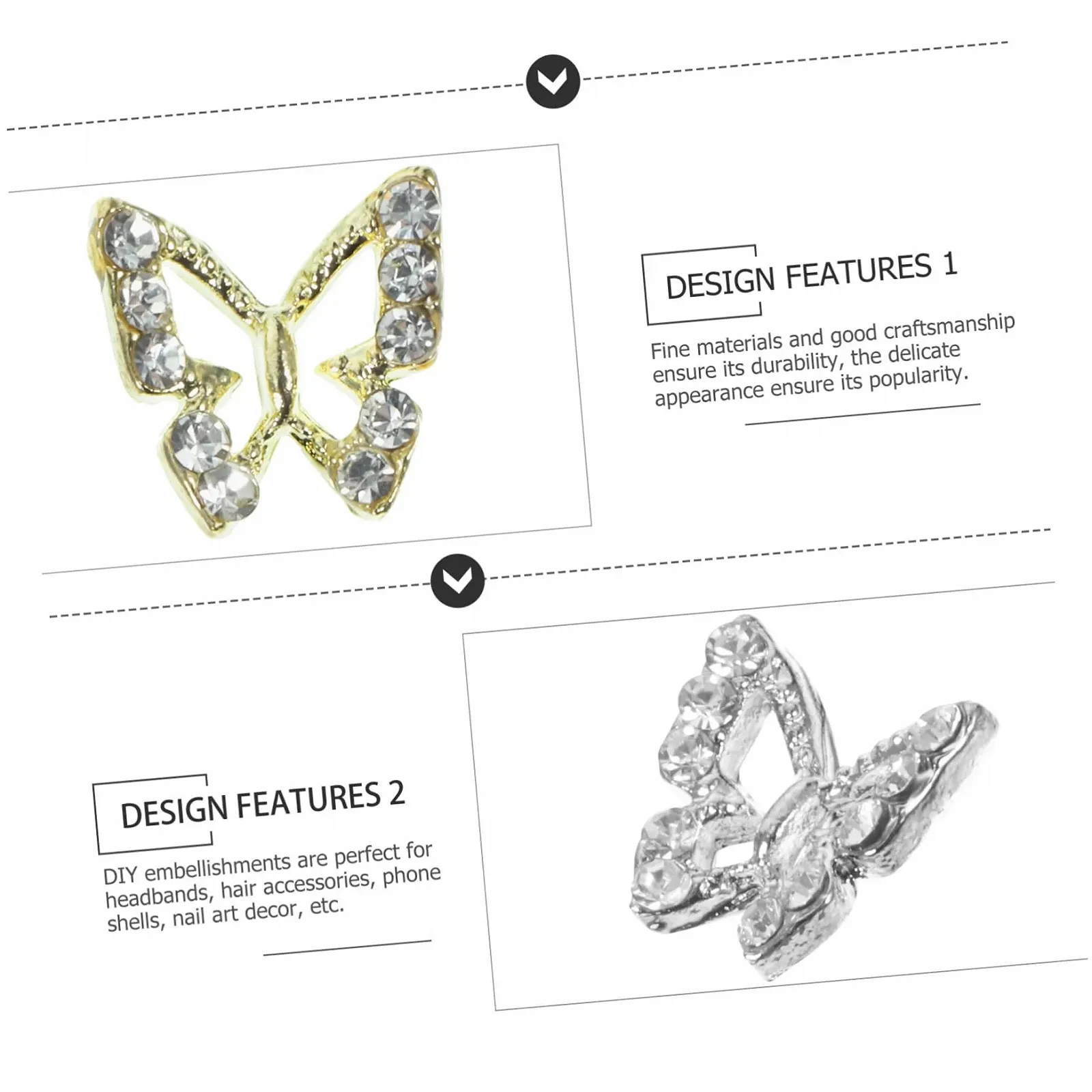 Украшения для ногтей Mikinona, 40 шт., накладные ногти, стразы для ногтей, подвески-бабочки, маленькие стразы для акриловых ногтей, сплав, фото №7