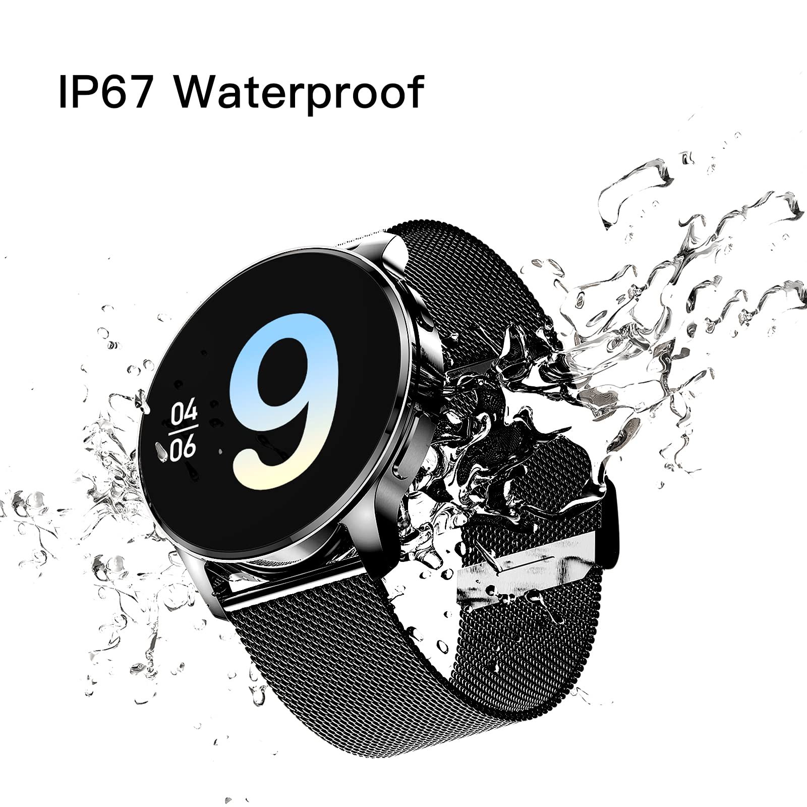Смарт-годинник Круглий 360 x 360 IP67 Водонепроникний Вимірювання пульсу SpO2 Вимірювання артеріального тиску 20 спортивних режимів Сповіщення додатків, фото №6