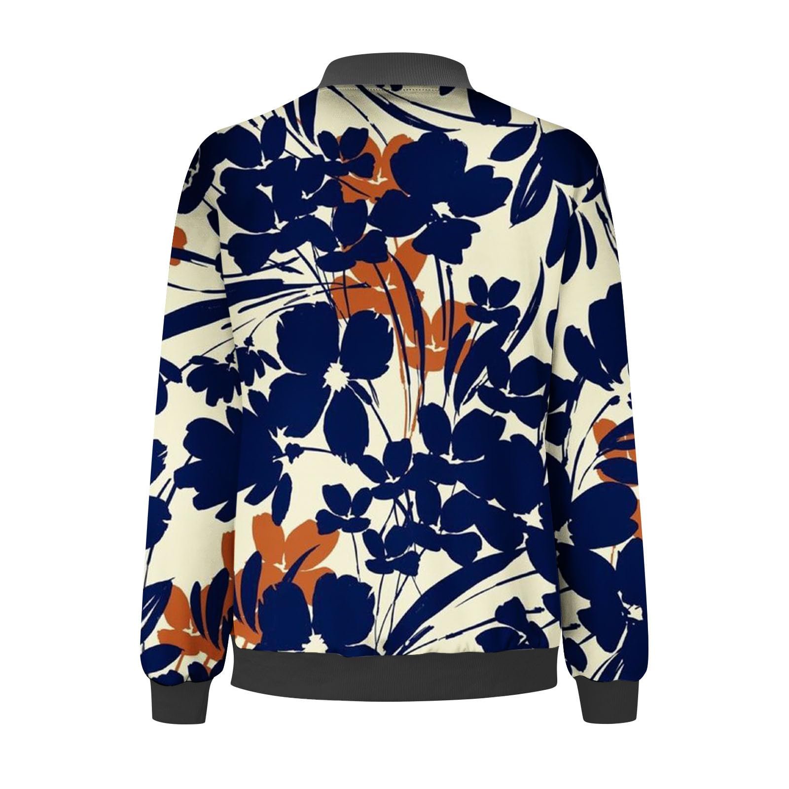 Жіноча Повсякденна Куртка з Квітковим Принтом, Довгий Рукав, Бомбер, фото №3