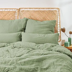 Постільна білизна Blumtal Musselin 135x200 см бавовна OEKO-TEX з наволочкою 80x80 см зелена - Фото 1