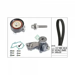 Водяной насос + комплект ремня ГРМ Schaeffler INA 530 0605 30 для FORD VOLVO - Фото 1