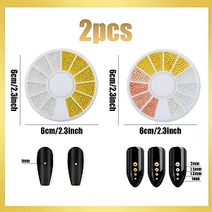 Икра для ногтей, 2 коробки, микс размеров, мини-икра, украшения для ногтей, стальные шарики, бисер для маникюра, аксессуары для DIY дизайна ногтей, золото, серебро synthetic.ua - Фото 1