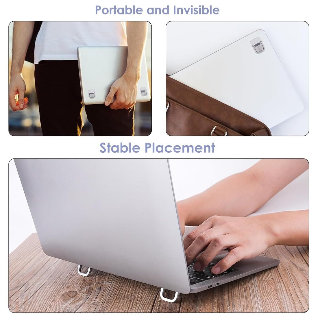 Подставка для ноутбука алюминиевая с вентиляцией (1 пара) совместимая с MacBook Air/Pro, Lenovo, Huawei, Acer, Dell, HP, фото №4