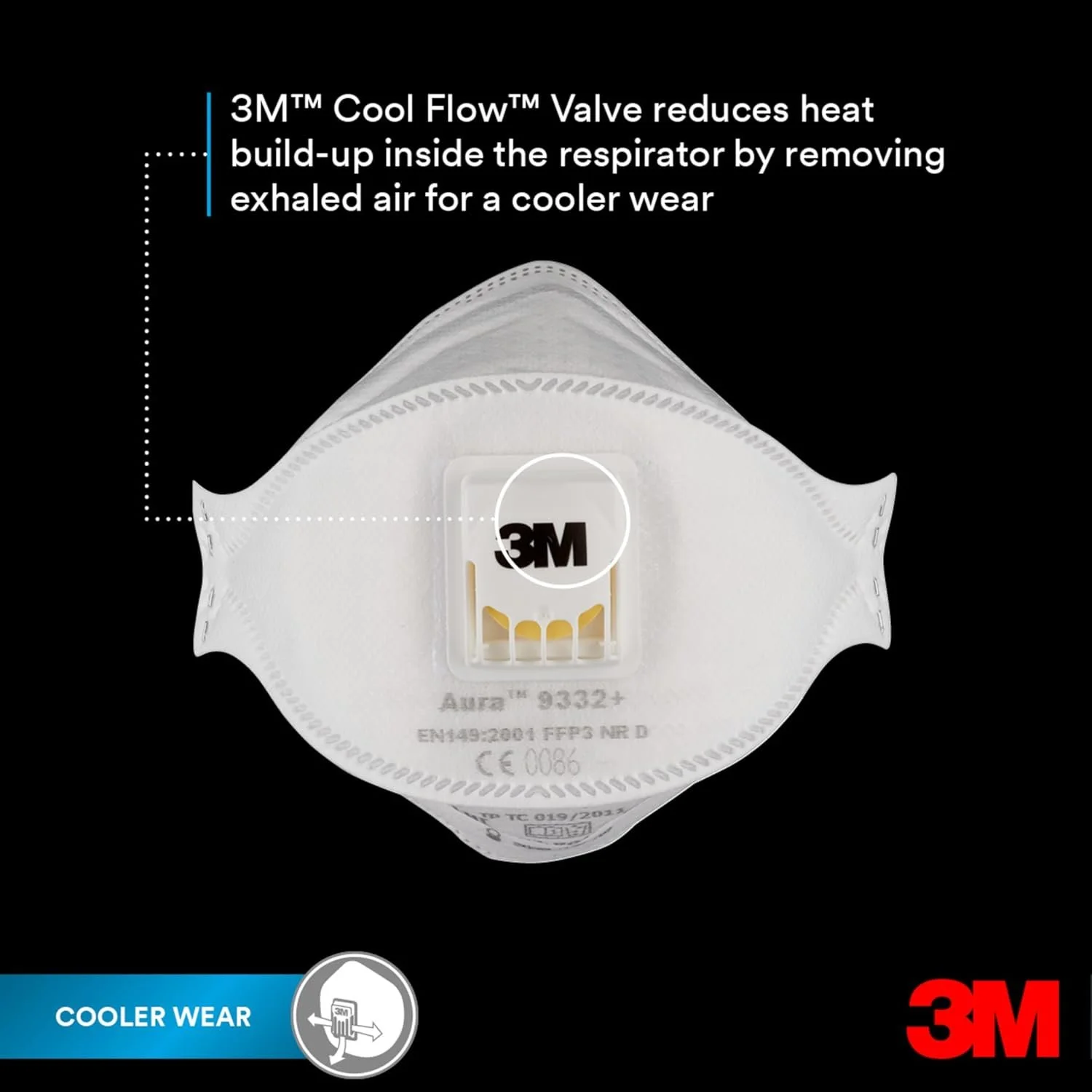 Респиратор 3М Aura 9332 FFP3 с клапаном, фото №4 Респиратор 3М Aura 9332 FFP3 с клапаном, фото №4