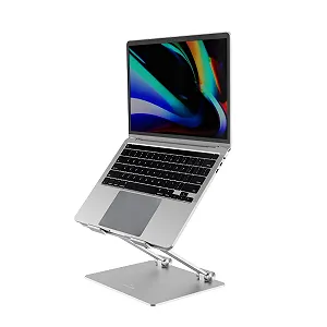 Подставка для ноутбука LYNXER Регулируемая по высоте, складная, эргономичная и вентилируемая для компьютерных аксессуаров, совместима с MacBook Dell, все ноутбуки - Серебряная, 11 - 16 дюймов - Фото 1