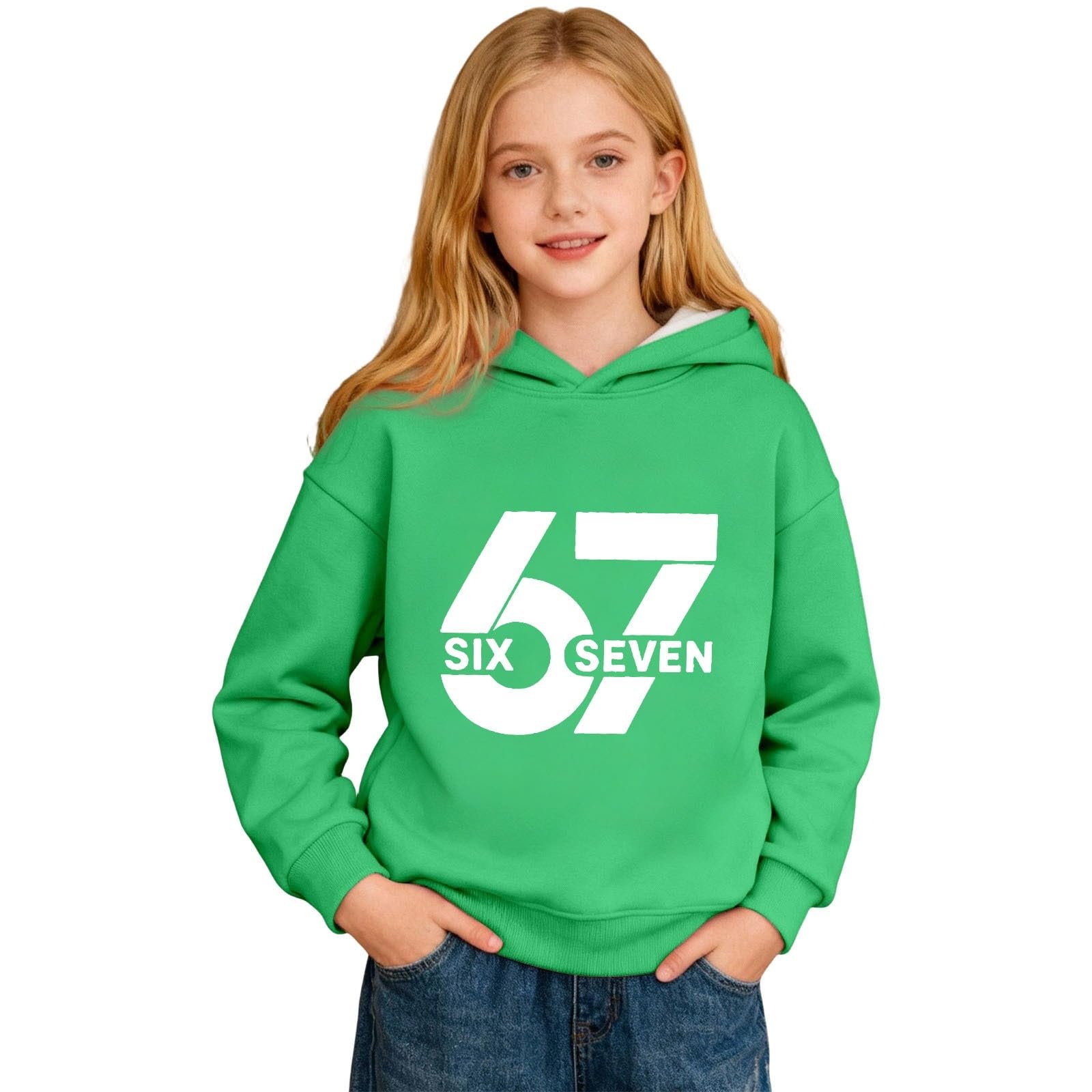 Пуловер 67 Kids С принтом мультяшек Классический 6 7 Meme Длинный рукав Retro Festival Одежда для мальчиков, фото №2