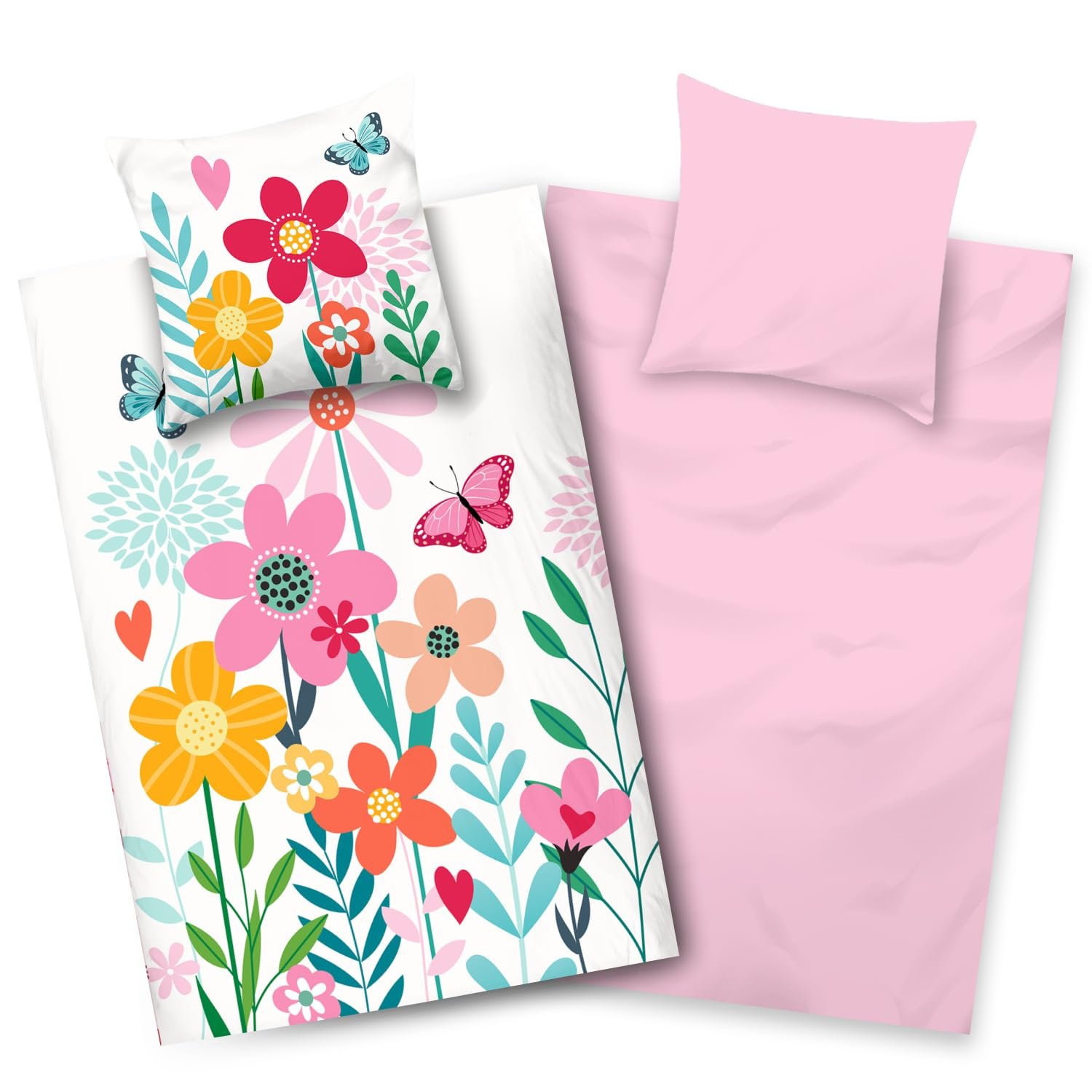 Постільна білизна Aminata kids 135 x 200 см, дитяча, квіти, бавовна, двостороння, різнокольорова, блискавка YKK, фото №1