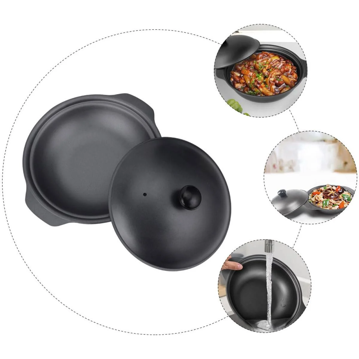 Кастрюля-жаровня VALICLUD Чугунная с крышкой 16 см, фото №7