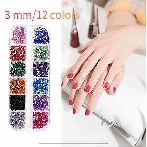 Хрустальные Стразы для Ногтей, Микс 12 Цветов (3 мм) и Прозрачные Стразы (2/3/4 мм) synthetic.ua - Фото 1