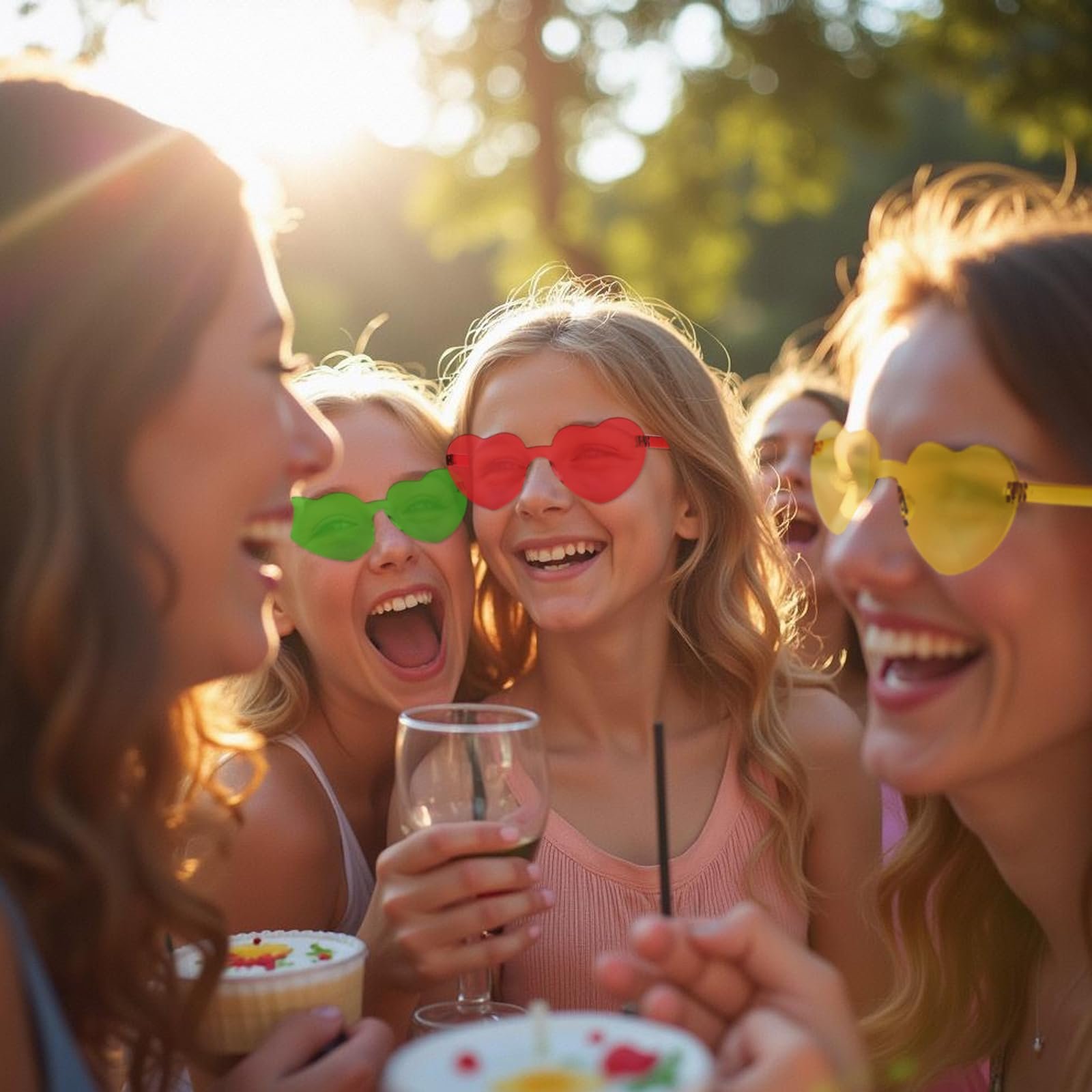 Солнцезащитные очки в форме сердца CHRORINE, без оправы, фото №5