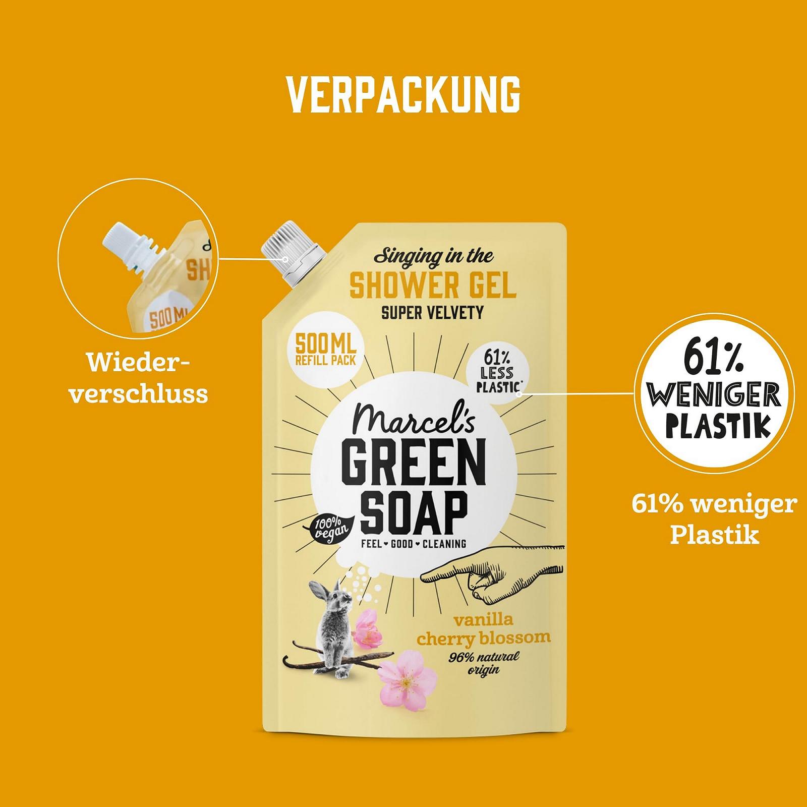 Гель для душа Marcel's Green Soap Ваниль и Цвет сакуры 500 мл (сменный блок), фото №5