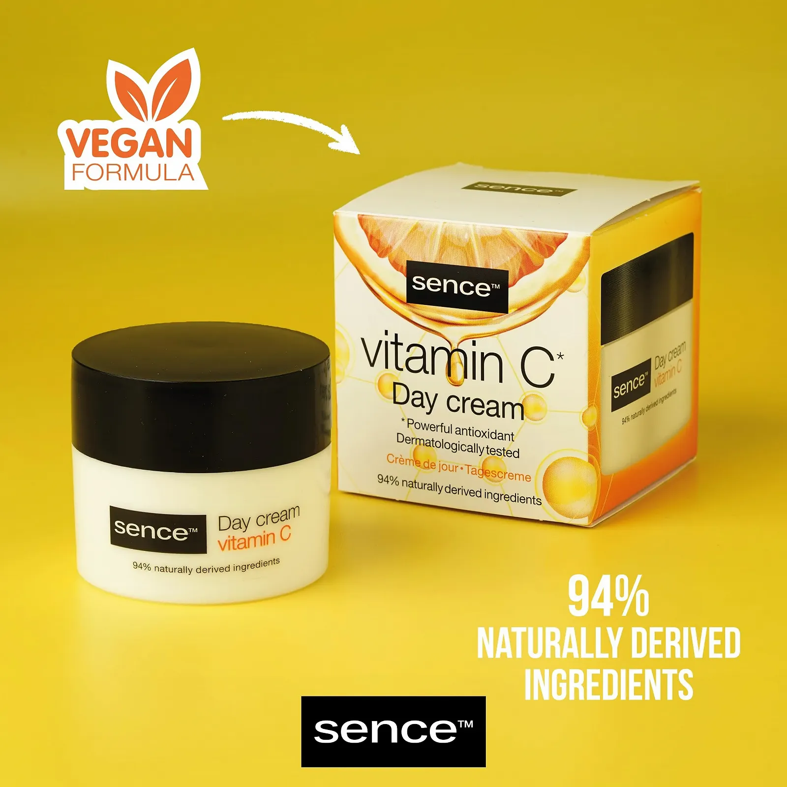 Денний крем для обличчя Sence Vitamin C з лимонною та 4 гіалуроновими кислотами веганський 2 x 50 мл, фото №6 Денний крем для обличчя Sence Vitamin C з лимонною та 4 гіалуроновими кислотами веганський 2 x 50 мл, фото №6