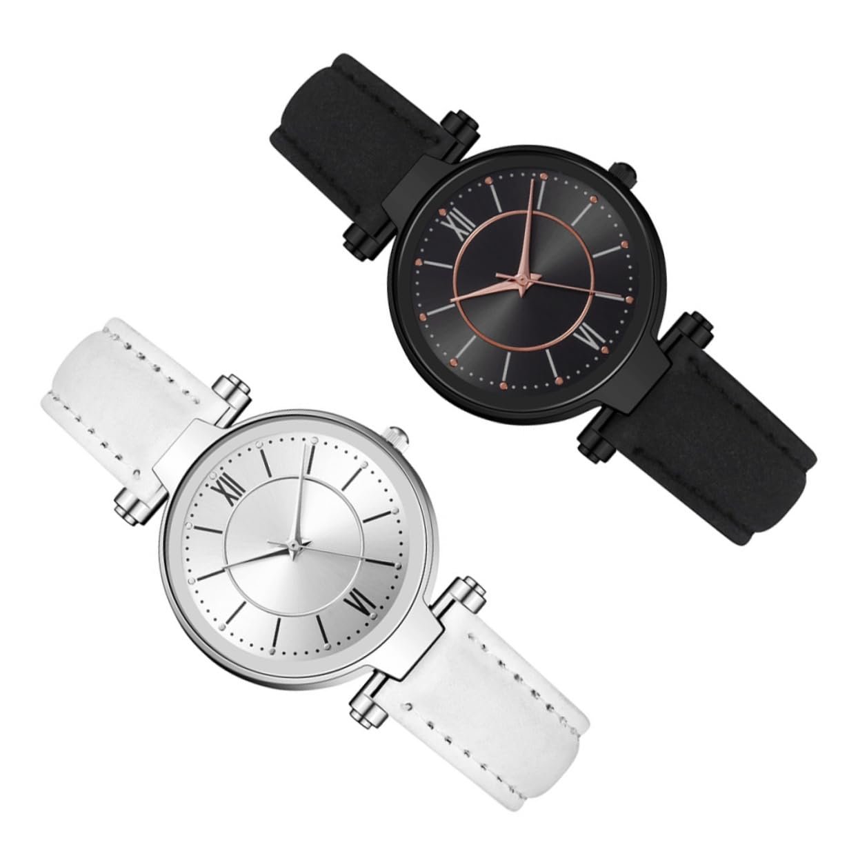 Жіночий годинник PartyKindom 2 шт. з імітацією шкіряного ремінця, фото №1 Жіночий годинник PartyKindom 2 шт. з імітацією шкіряного ремінця, фото №1
