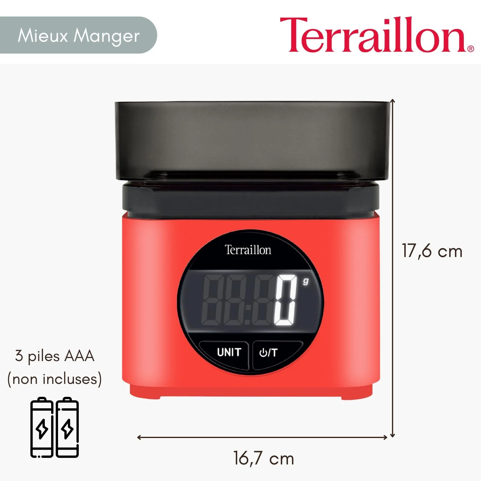 Електронні кухонні ваги TERRAILLON Mythique BA22 0,7 л Чаша LCD Червоні, фото №5 Електронні кухонні ваги TERRAILLON Mythique BA22 0,7 л Чаша LCD Червоні, фото №5