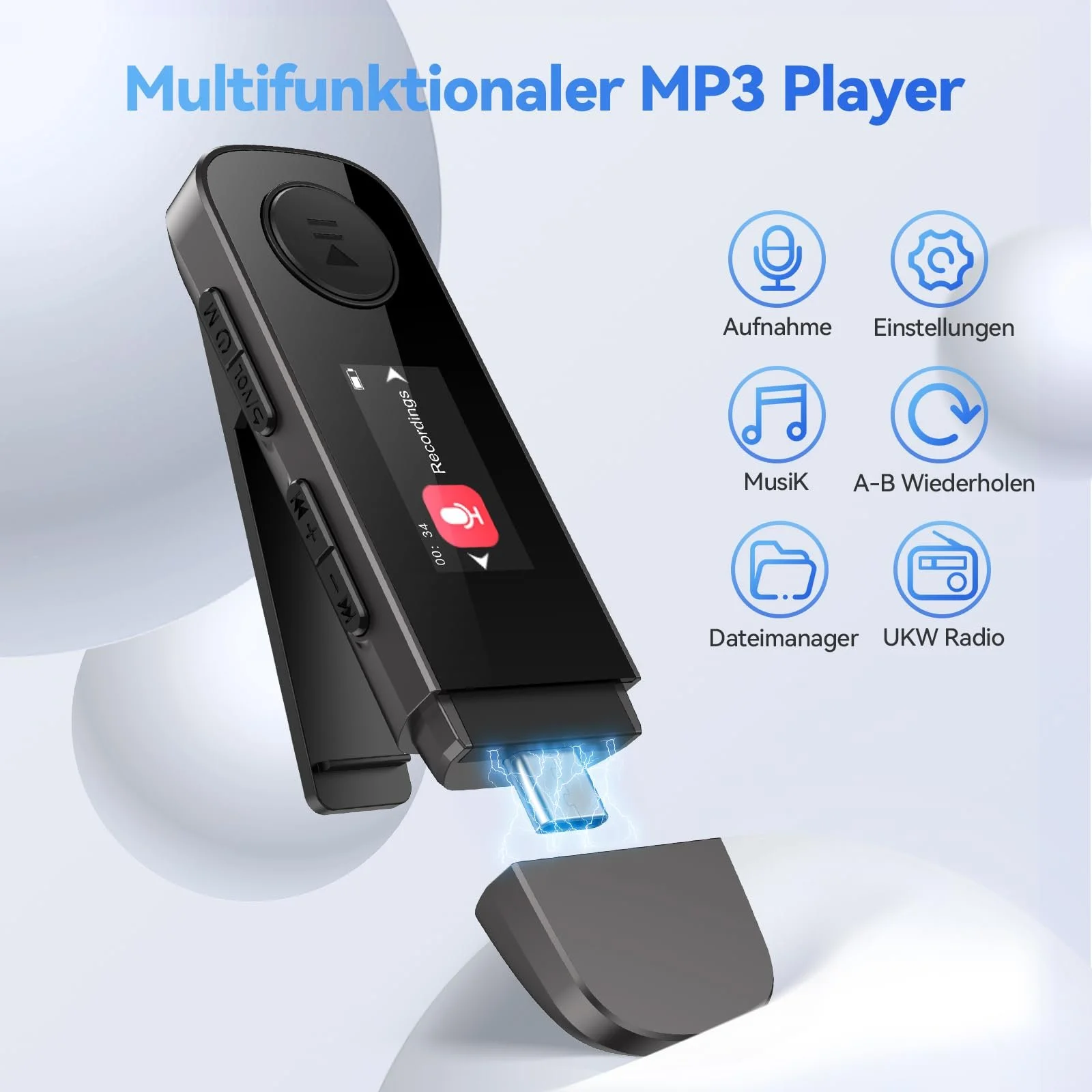 MP3-плеєр AGPTEK U5 64 ГБ Чорний, фото №3