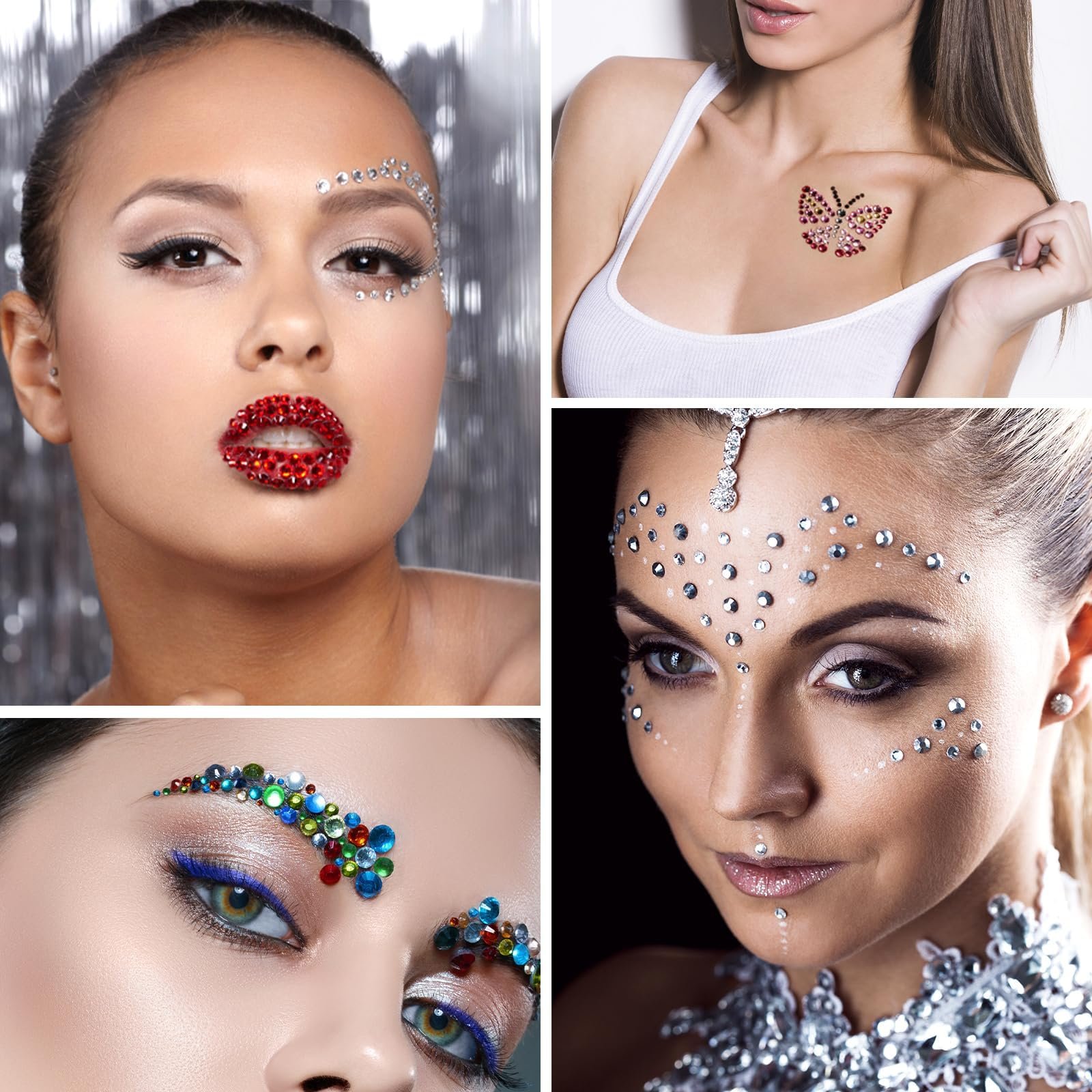 Стразы самоклеящиеся 3120 штук, 12 листов, для лица, макияжа, ногтей, фестивалей, фото №6