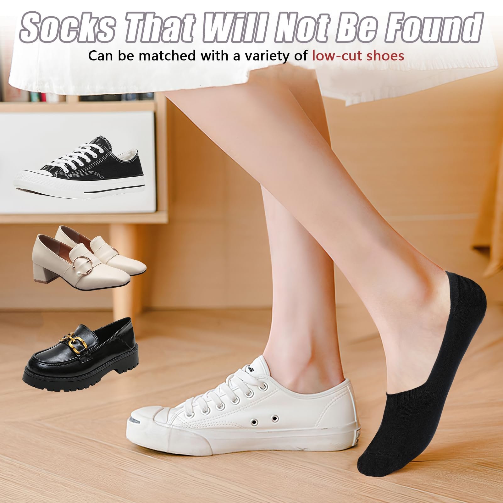 Шкарпетки Жіночі Невидимі Бавовняні Низькі Шкарпетки-слідки, 6 пар, фото №5