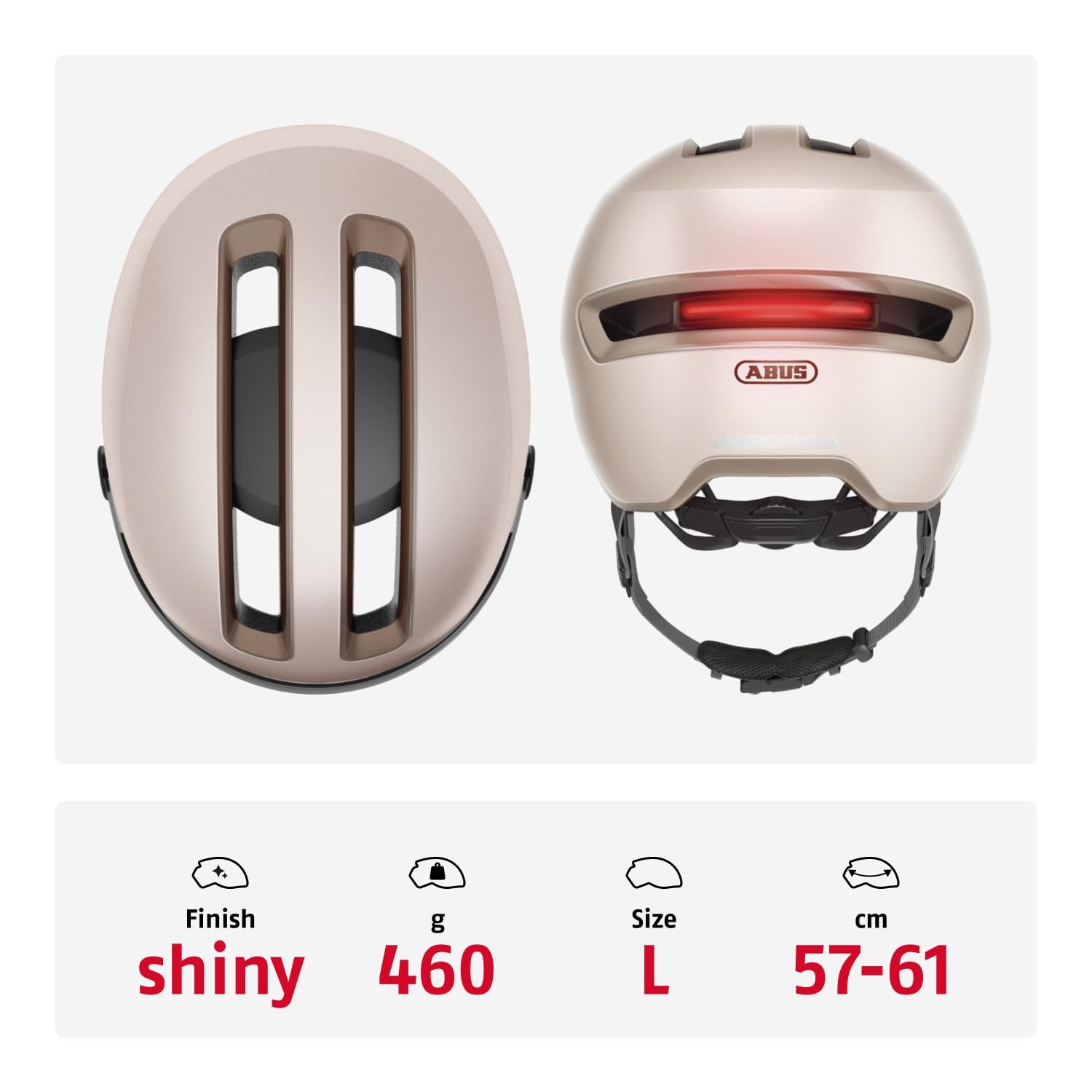 Шолом ABUS City HUD-Y ACE з козирком і магнітним світлодіодним заднім ліхтарем, що перезаряджається, фото №3
