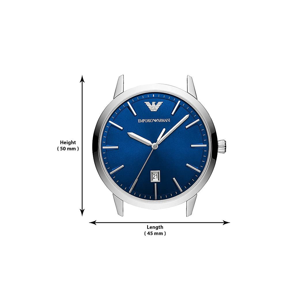 Чоловічий годинник Emporio Armani Three Hands, корпус з нержавіючої сталі, розмір корпусу 43 мм, синій, Dress, фото №10