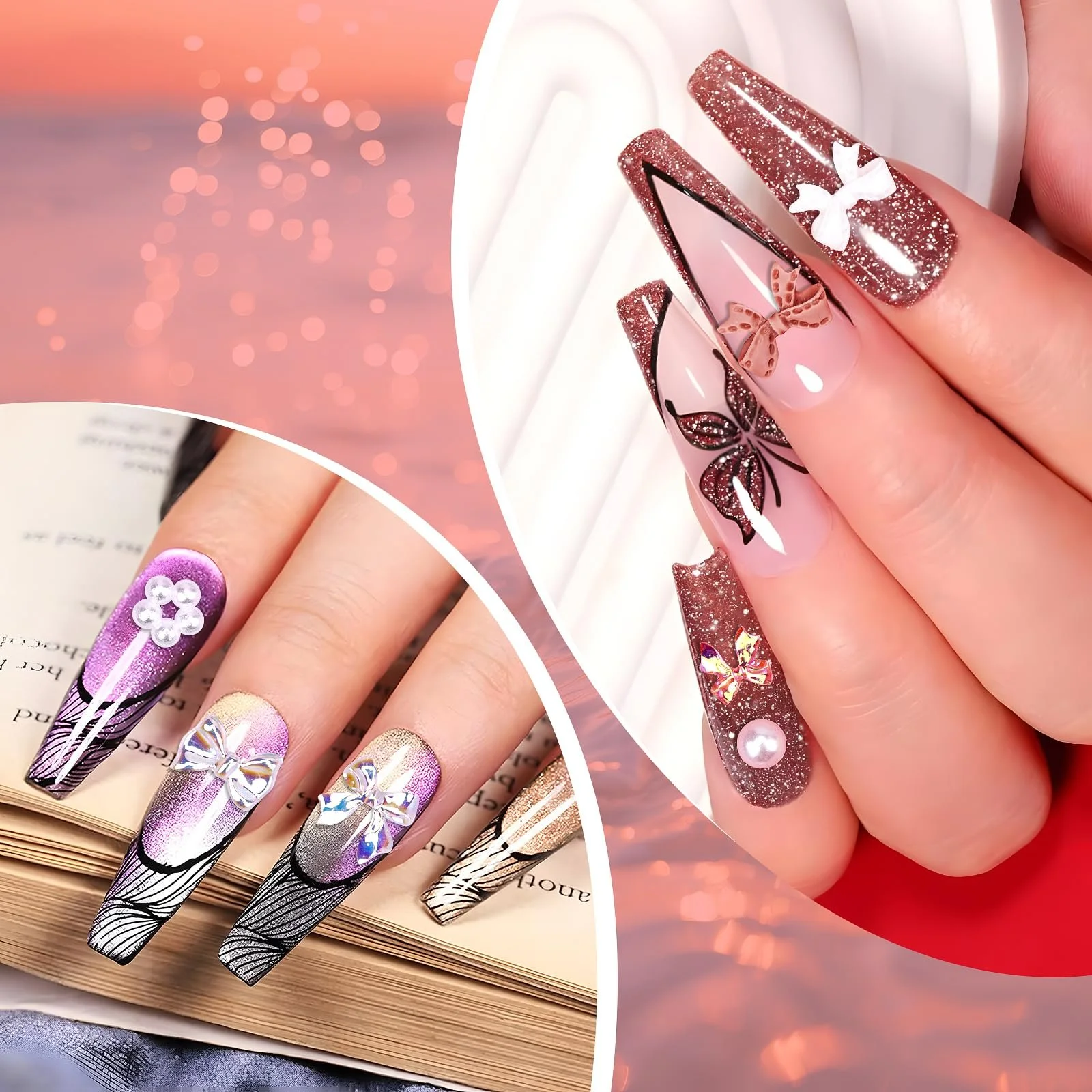 Декоративные бусины для дизайна ногтей 3D 500 шт. Сердце Бант Роза, фото №5