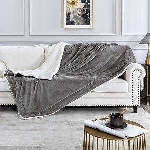 Плед для дивану Cuddly Sofa - Теплий плед Sherpa, товстий, пухнастий плед для дивану, темно-сірий, 160 x 210 см - Фото 1