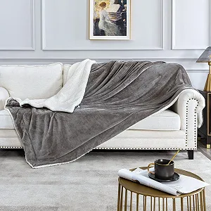 Плед для дивану Cuddly Sofa - Теплий плед Sherpa, товстий, пухнастий плед для дивану, темно-сірий, 160 x 210 см - Фото 1