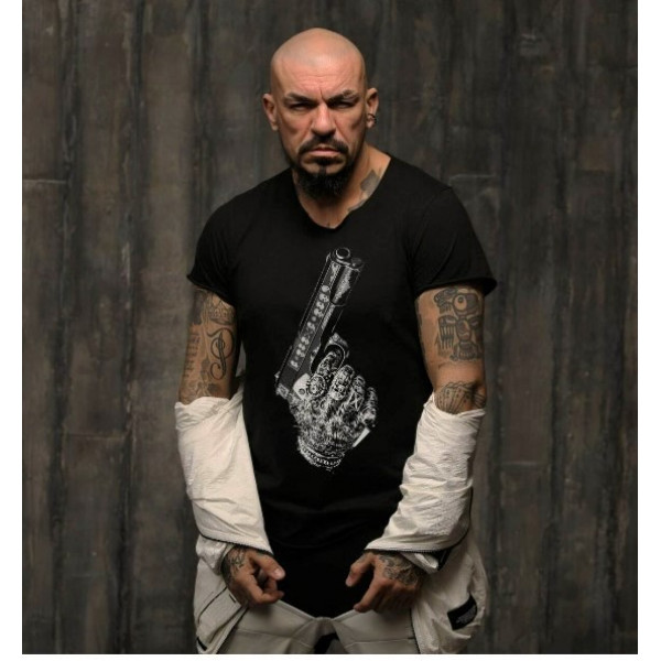 Футболка Brutal man с принтом Пистолет черная 3XL, фото №1