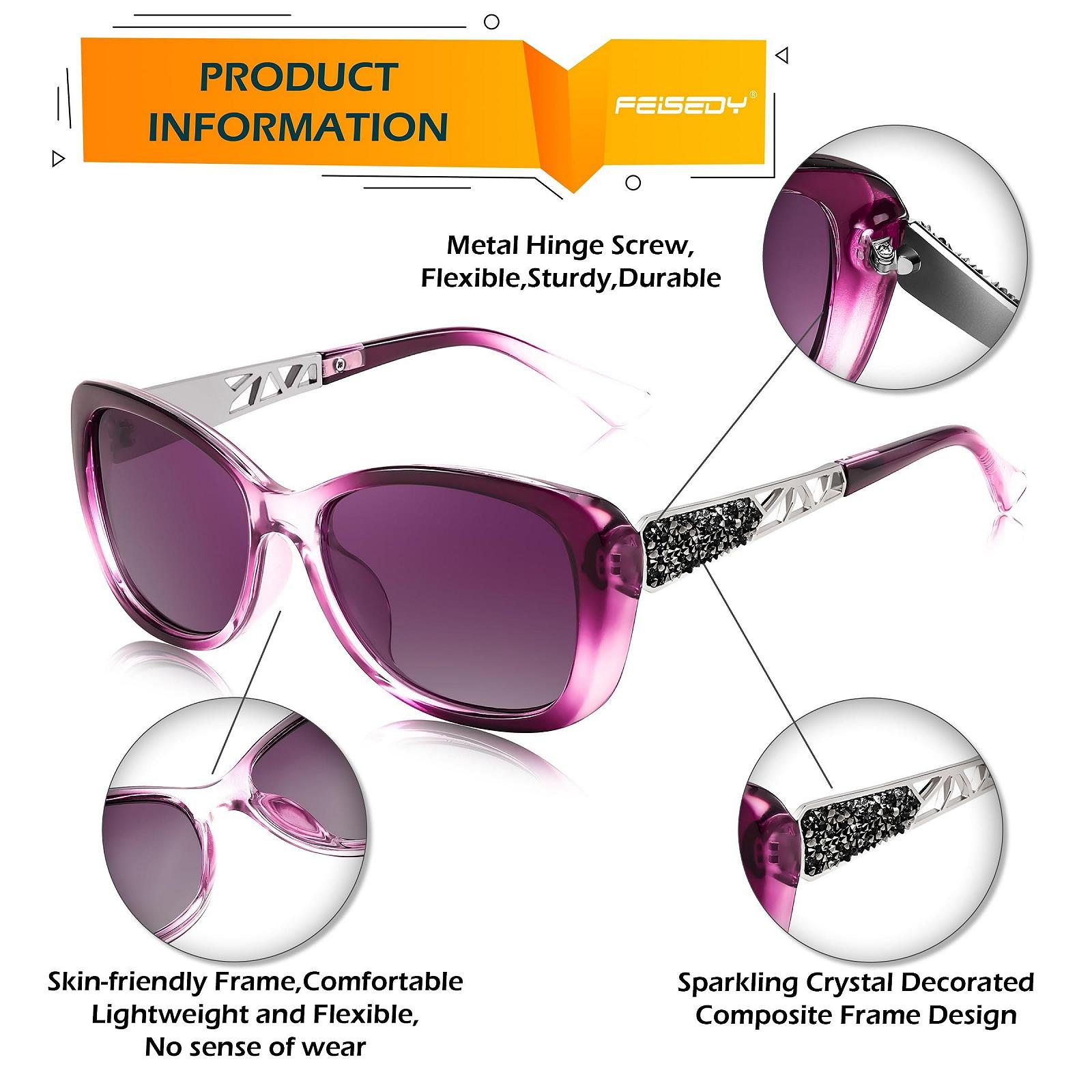 Вінтажні Сонцезахисні Окуляри FEISEDY Жіночі Поляризовані Дизайнерські, фото №6