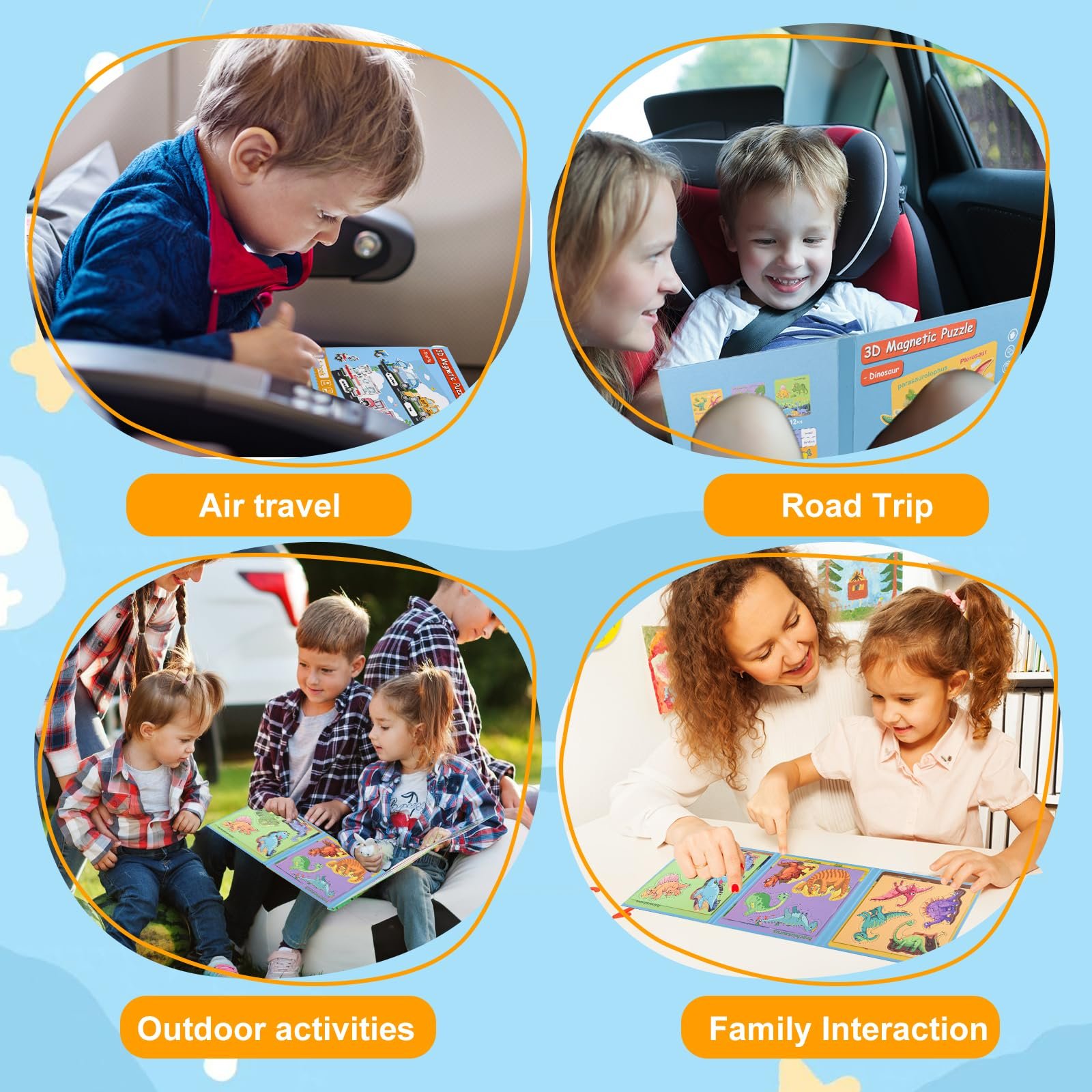 Магнітний пазл ASTARON Dinosaur Puzzle with 80 Puffy Stickers 40 деталей, фото №7