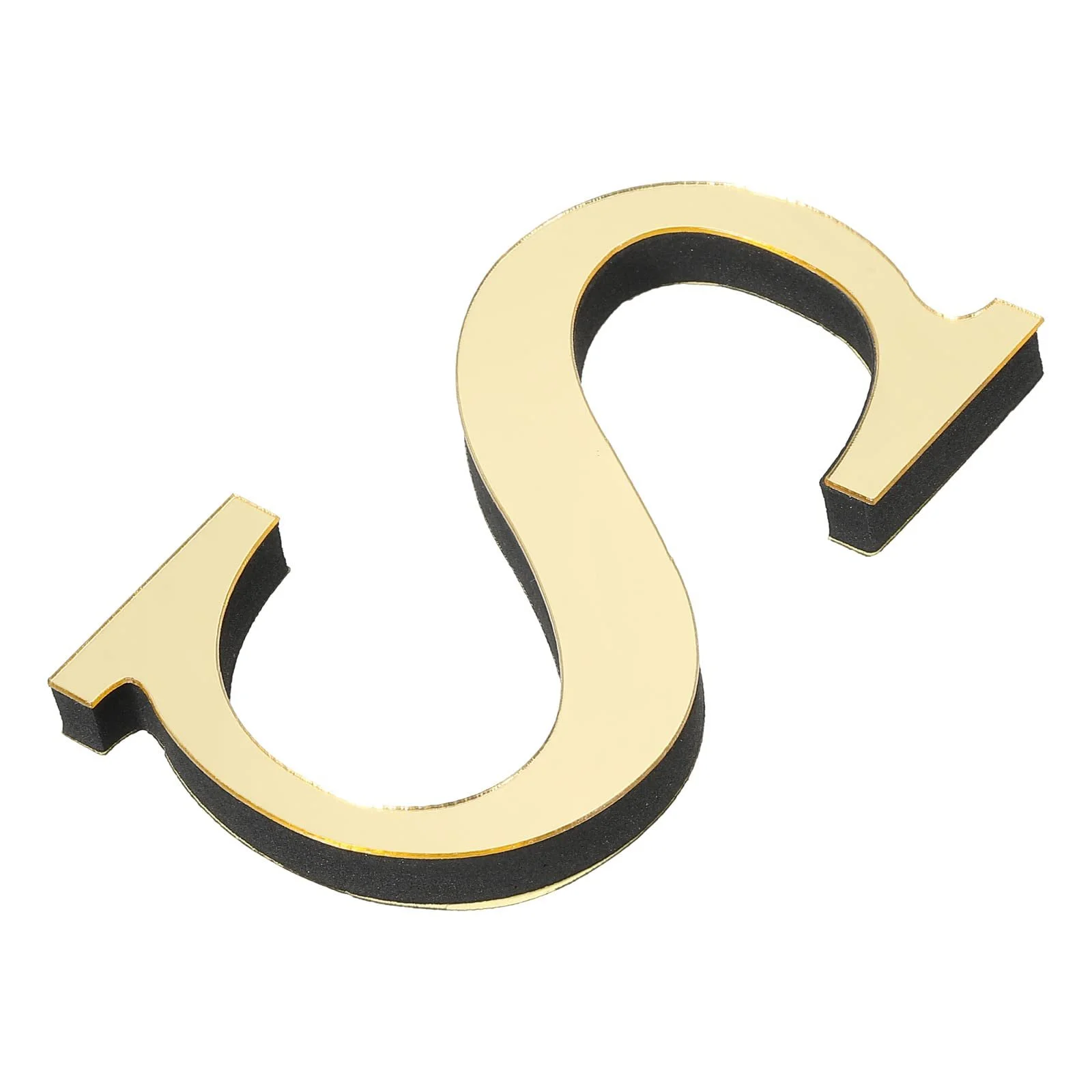 Наклейка на стіну PATIKIL 3D Акрилова дзеркальна літера S Самоклеюча Світле золото, фото №1