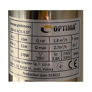 Насос свердловинний з підв стійк до піску 3 OPTIMA 3SDm1,8/15 0,37 кВт 61м пульт кабель 35м NEW synthetic.ua - Фото 1