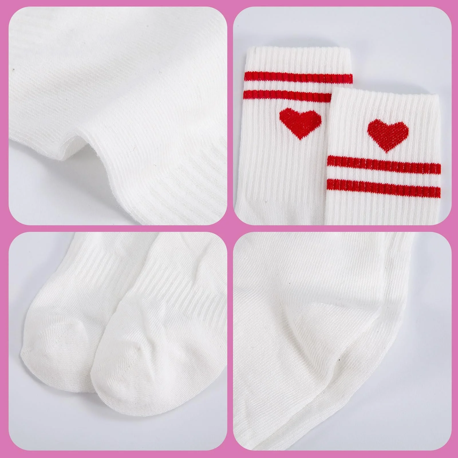 Шкарпетки тенісні з сердечками жіночі, 8 пар, розмір 35-38, фото №7