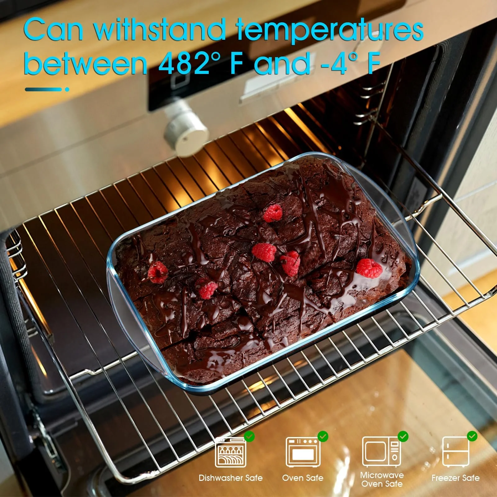 Форма для запекания NUTRIUPS стеклянная прямоугольная 2.6 л 35 x 23 x 5.5 см, фото №3