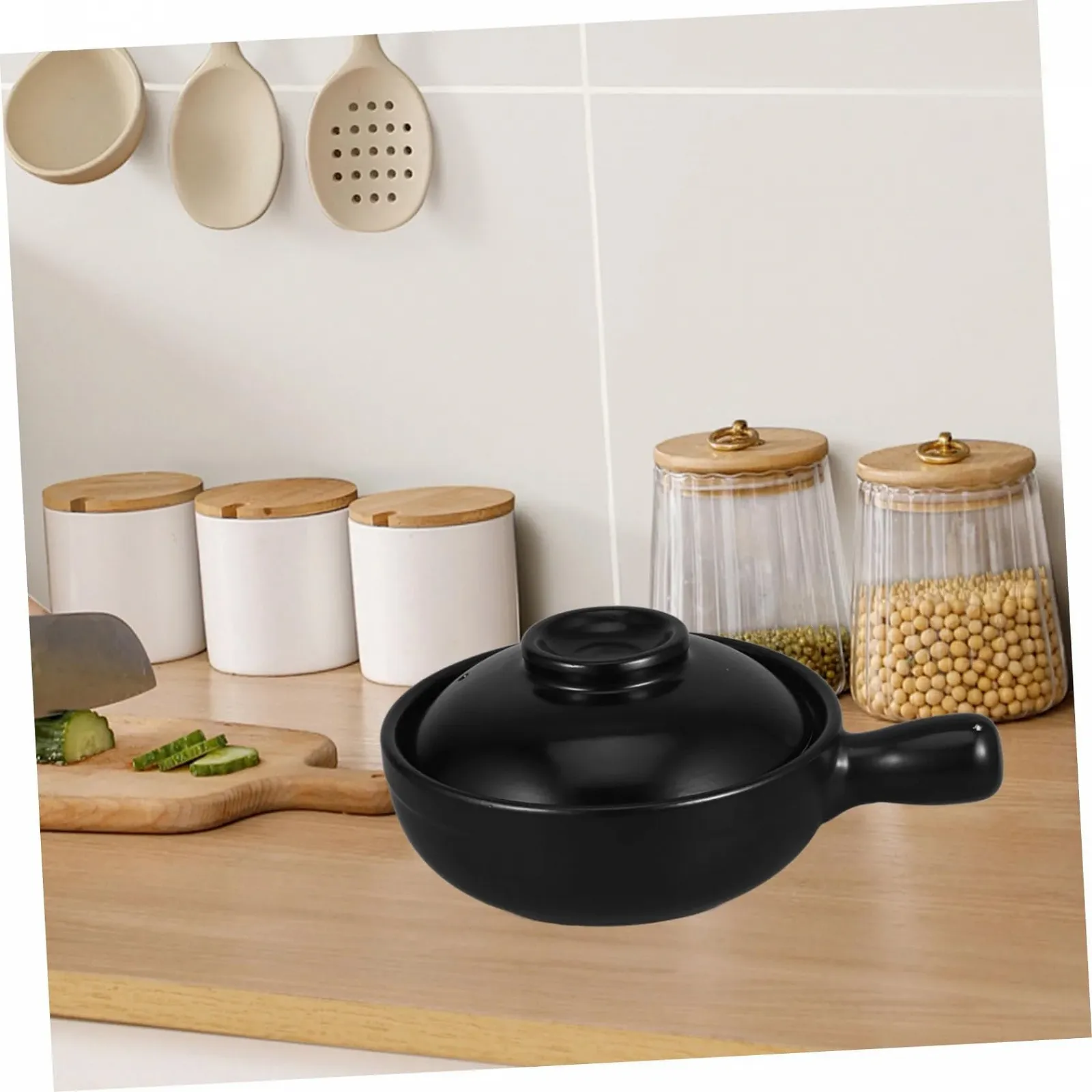 Горщик керамічний SOLUSTRE теракотовий з кришкою термостійкий 900 мл, фото №4