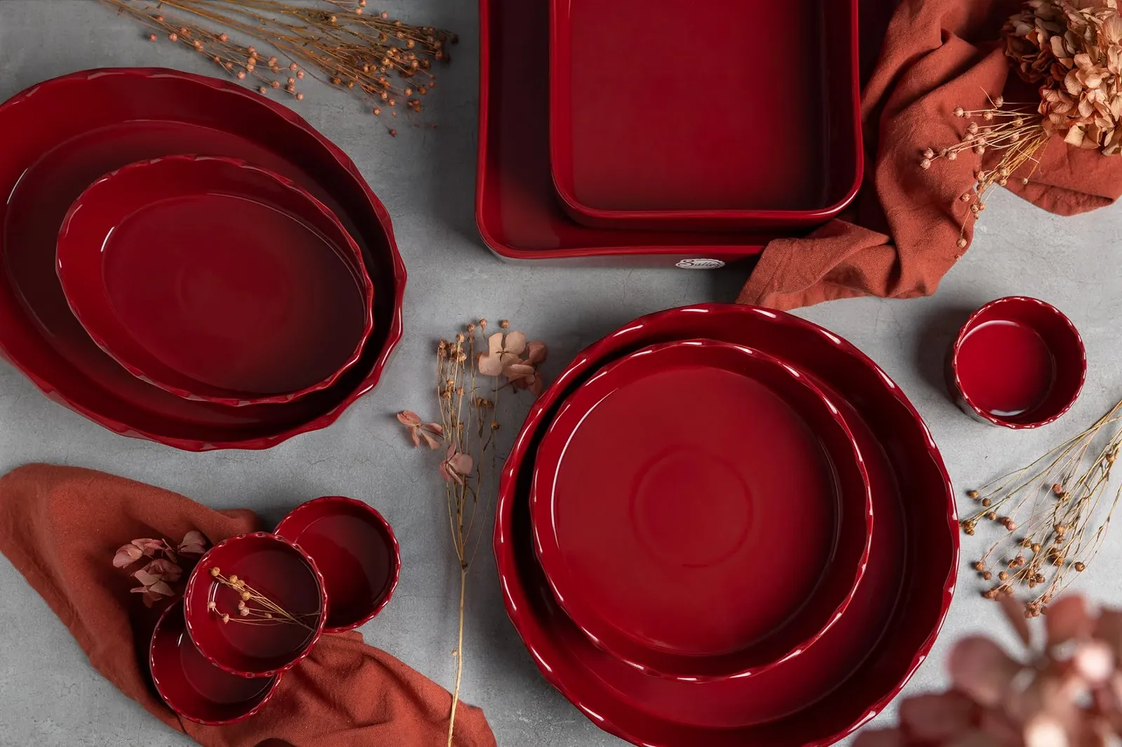 Круглая форма для запекания Sallys Stoneware 24.5 см, устойчивая к царапинам, красный ампир, фото №4