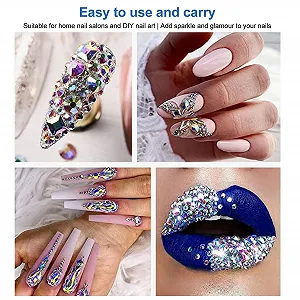 Стрази для нігтів Плоска задня частина Різні яскраві кольори Блискучі камені для манікюру synthetic.ua - Фото 1